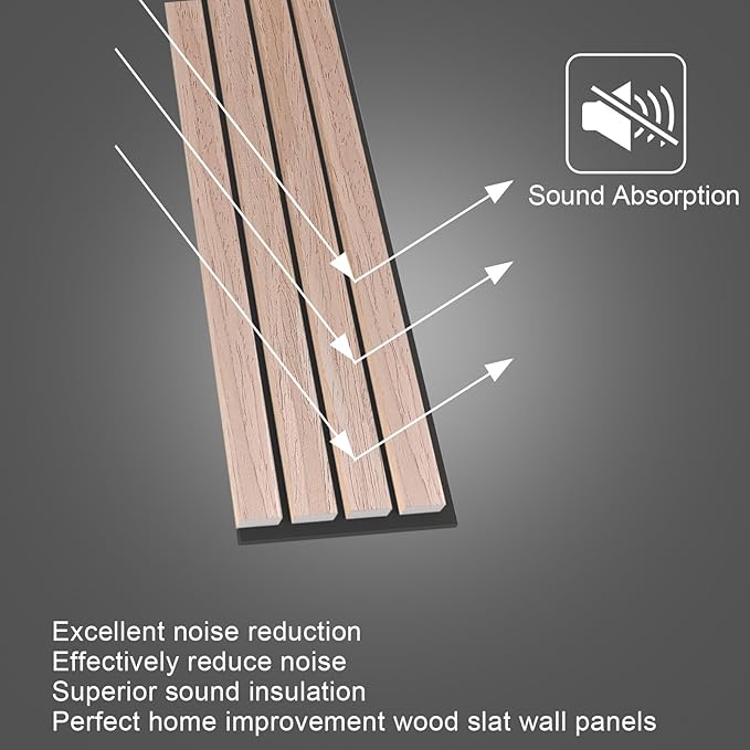 NeatiEase Wood Wall Panels, 9 Feet Acoustic Slat Wall Panels - Image 2