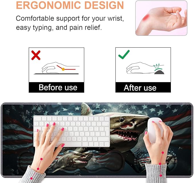 Ergonomic Keyboard Wrist Rest & Mouse Pad Wrist Rest Set, Large XXL Gaming Desk - Image 5