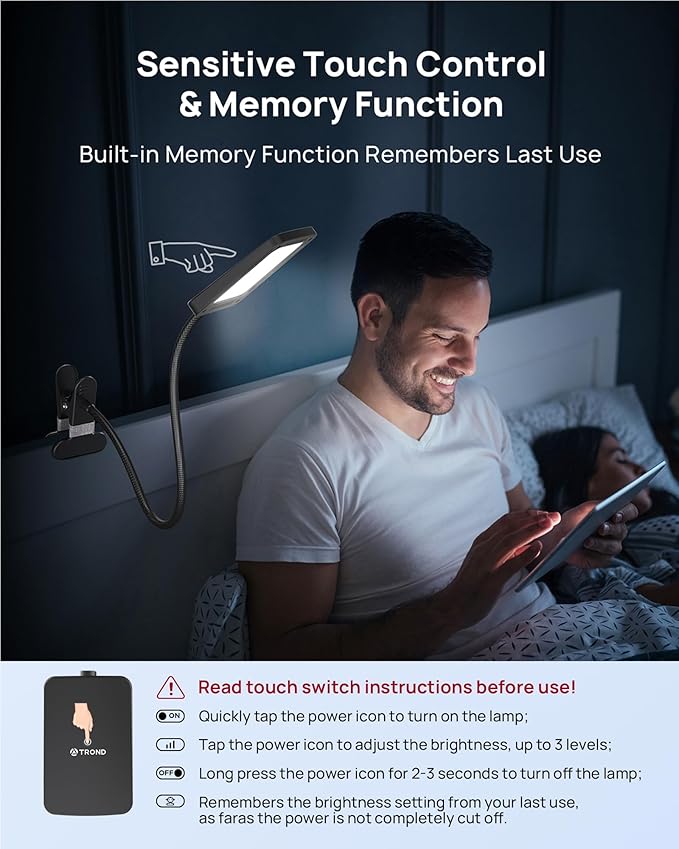 TROND LED Desk Lamp with Clamp, 1000LM Super Bright 3-Level Dimmable Desk Light - Image 5