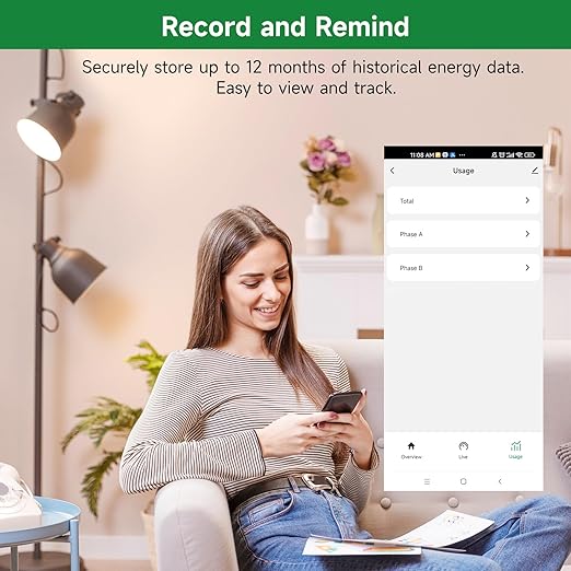 WiFi Energy Monitor with 2 * 80A Clamps, Real-Time Electricity Tracking - Image 7