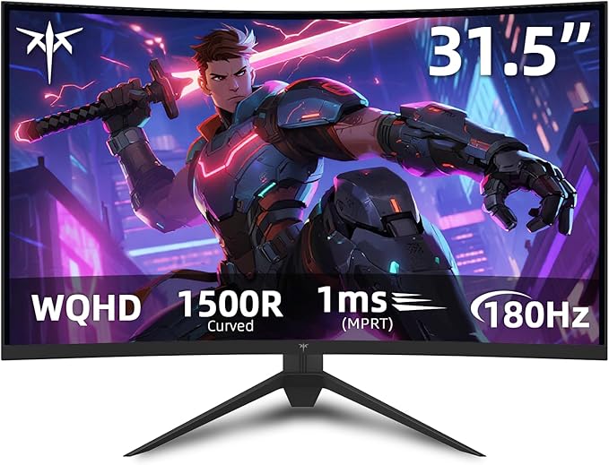 KTC 32 inch Curved Gaming Monitor, 180Hz 1ms MPRT, 2K 1440P 144Hz Monitor by KTC