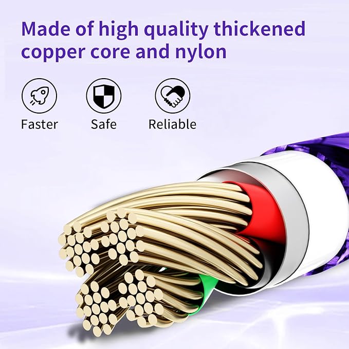 USB C Multi Charging Cable, 3 in 1 Charging Cable Nylon Braided Universal - Image 5