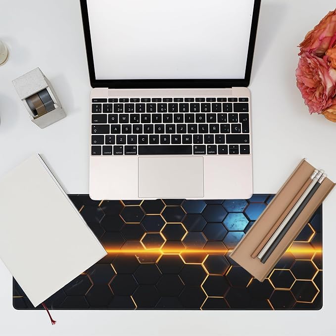 Eflxamz Large Gaming Mouse Pad for Desk, Honeycomb Technology Desk Pad - Image 7