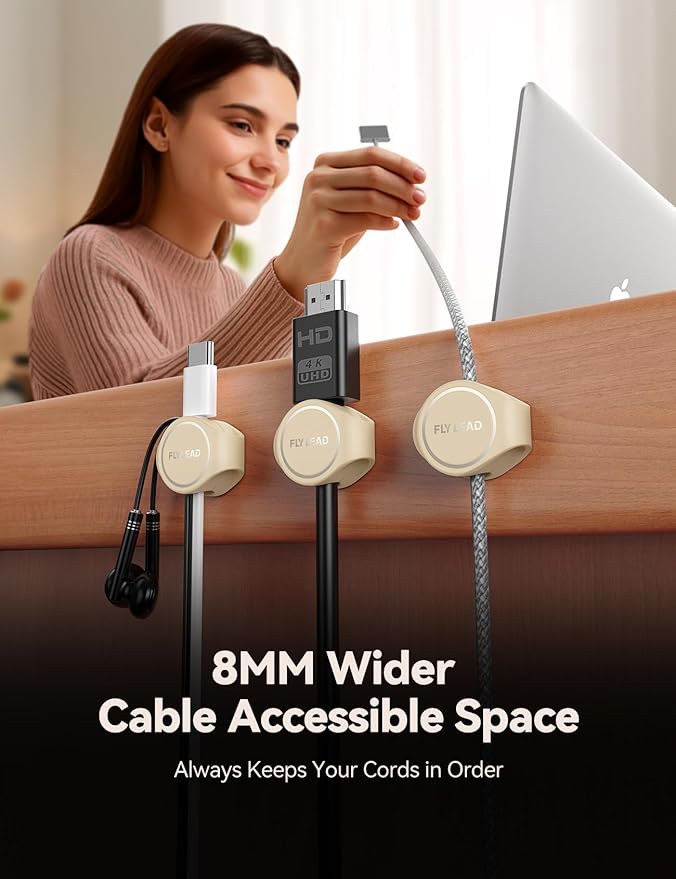 8-Pack Cord Organizer Magnetic Silicone Cable ClipsDesk Cable Management - Image 4