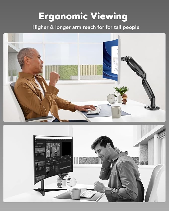 HUANUO Single Monitor Arm for 13-35 inch Screens, Ultrawide Computer Monitor - Image 4