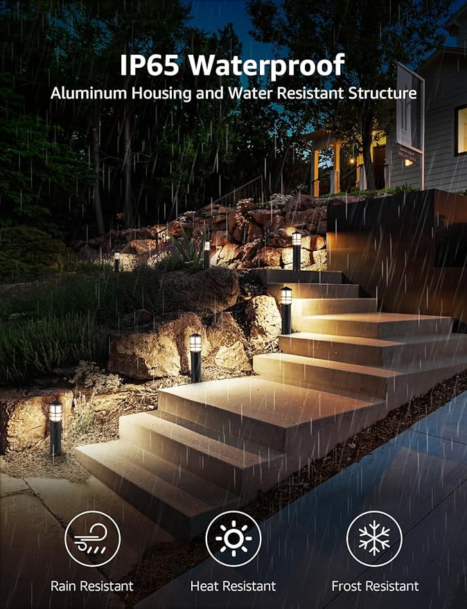SUNVIE 8-Pack Low Voltage Pathway Lights 3W LED Landscape Pathway Lighting - Image 5