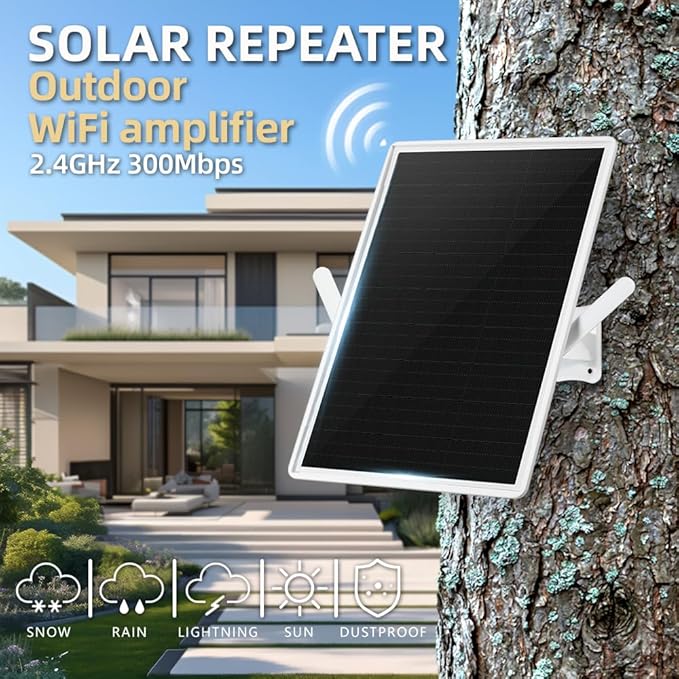 WiFi Extender Signal Booster Solar Battery Outdoor, Long Range up to 300-feet - Image 2