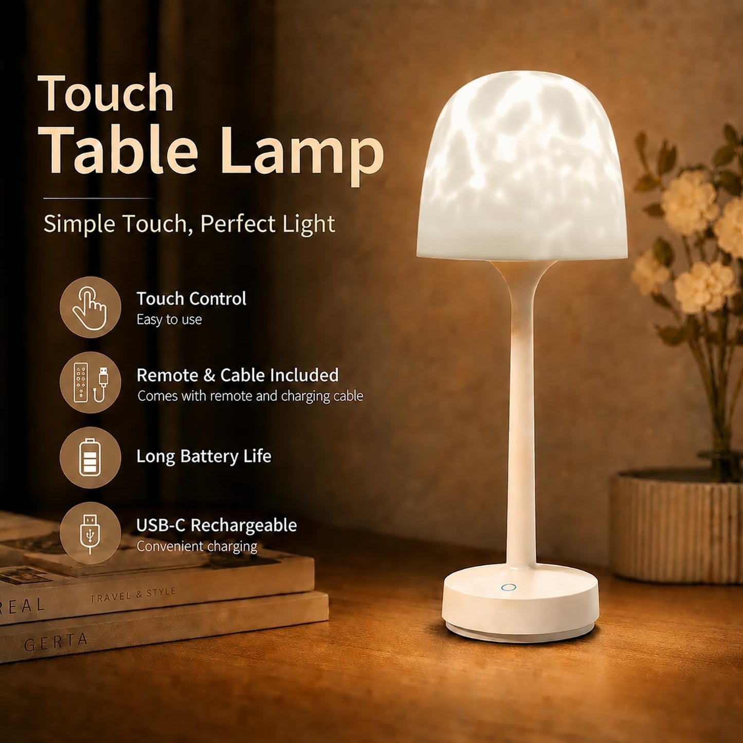 Shower Lamp, Waterproof Rechargeable LED Ocean Wave Projector Light | 16 Color Ocean Wave Projection, Remote & Touch Control, USB-C Rechargeable, Bathroom Bedroom, Outdoor Lighting, Floor Lamps