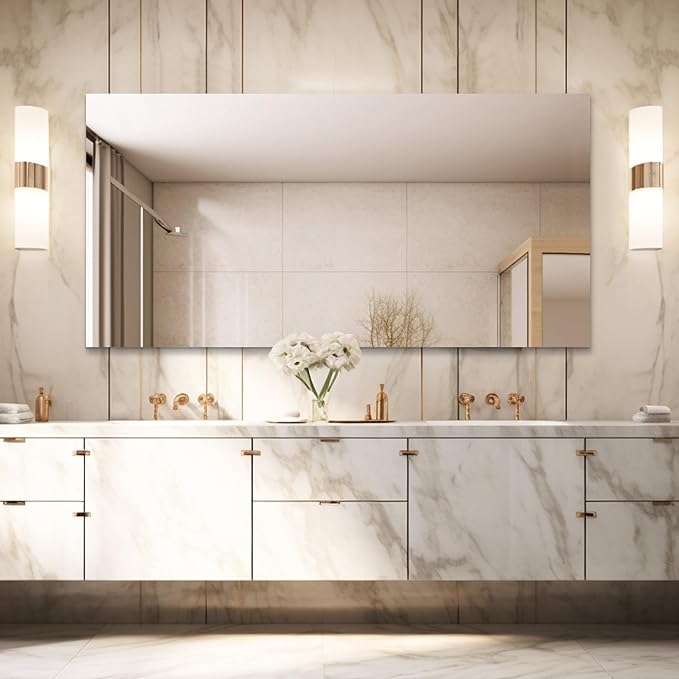 Mirrorons Large Mirror 60" x 28", Modern Rectangle Bathroom Mirror by Mirrorons