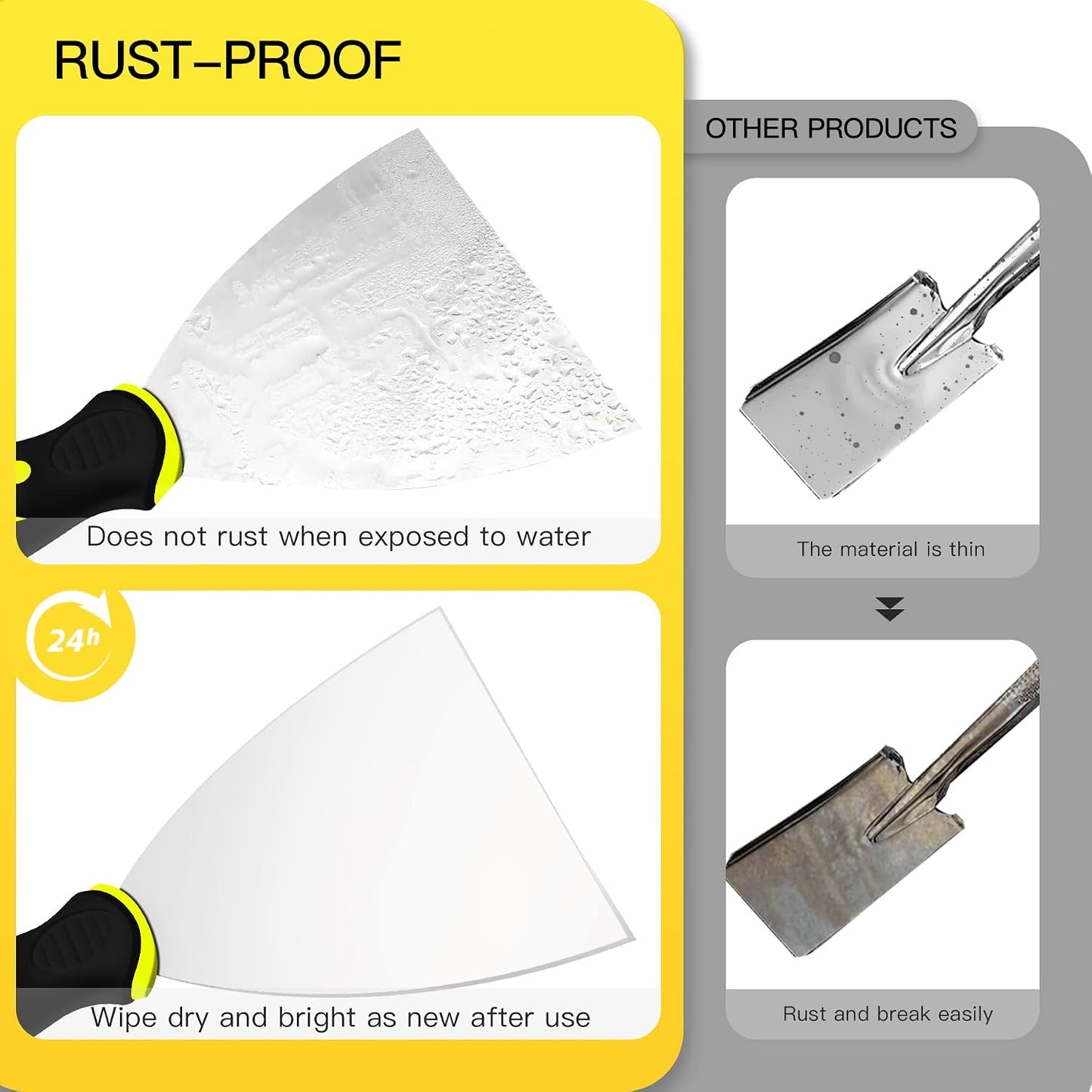 Putty Knife Scrapers, 1.5 Inch Spackle Knife, Metal Scraper Tool for Drywall Finishing, Plaster Scraping, Decals, and Wallpaper