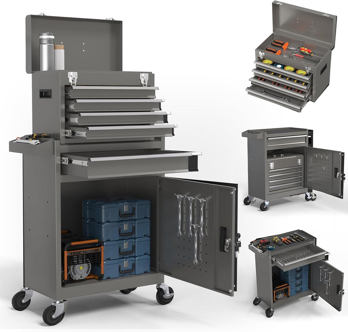 5-drawers tool box, 2-in-1 mechanic rolling tool chest, main product view