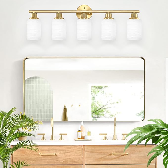 Guliaofo 5-Light Vanity Lights, Brushed Gold Bathroom Light Fixture - Image 6