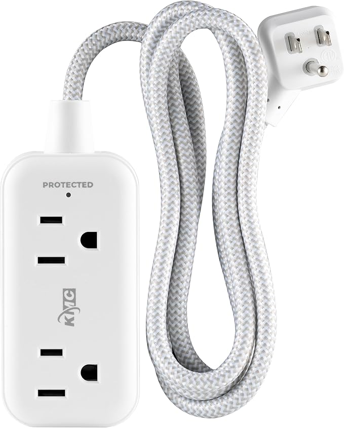 KMC 2-Outlet Mini Surge Protector Power Strip, 1 USB-C & 2 USB-A Ports by KMC