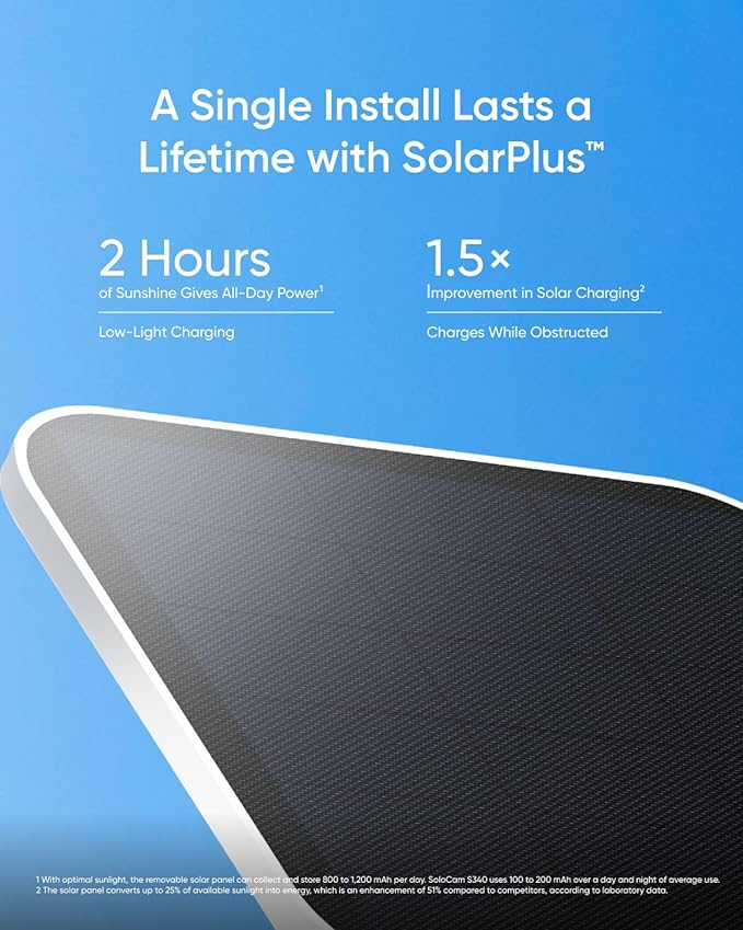 eufy Security SoloCam S340, Solar Security Cameras Wireless Outdoor, Cameras - Image 3