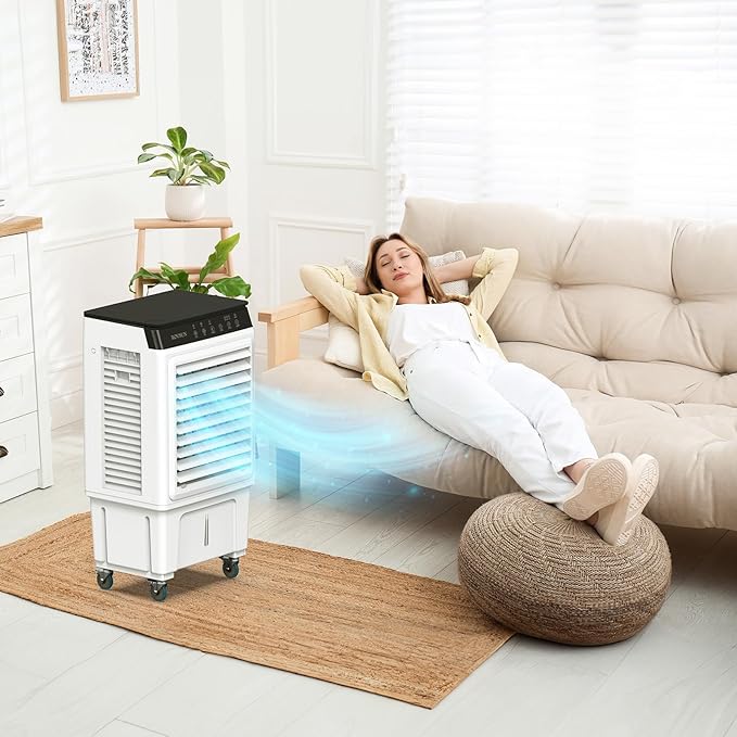 ROVSUN 2300CFM Portable Air Cooler, 7.9Gal/30L Evaporative Swamp Cooler - Image 7