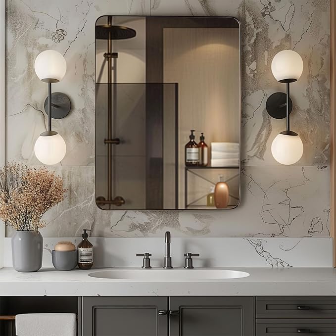 ANDY STAR Wall Mirror for Bathroom, 20”x28”Brushed Bronze Bathroom Mirror by ANDYSTAR