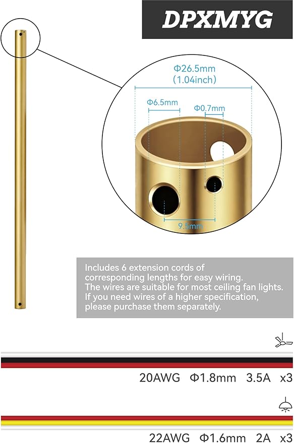 DPXMYG 36 inch Ceiling Fan Downrod - Image 2