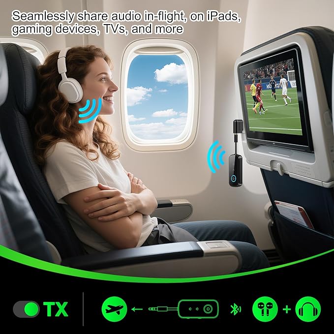 Premium Pro Bluetooth 5.4 Transmitter Receiver, Airplane Audio Adapter - Image 5
