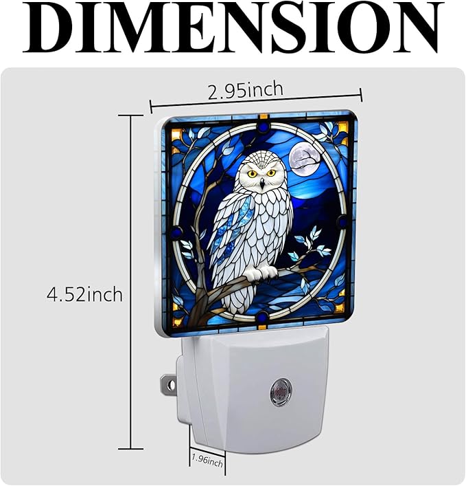 PODMemory Owl Stained Glass Night Lights Plug into Wall - Image 2
