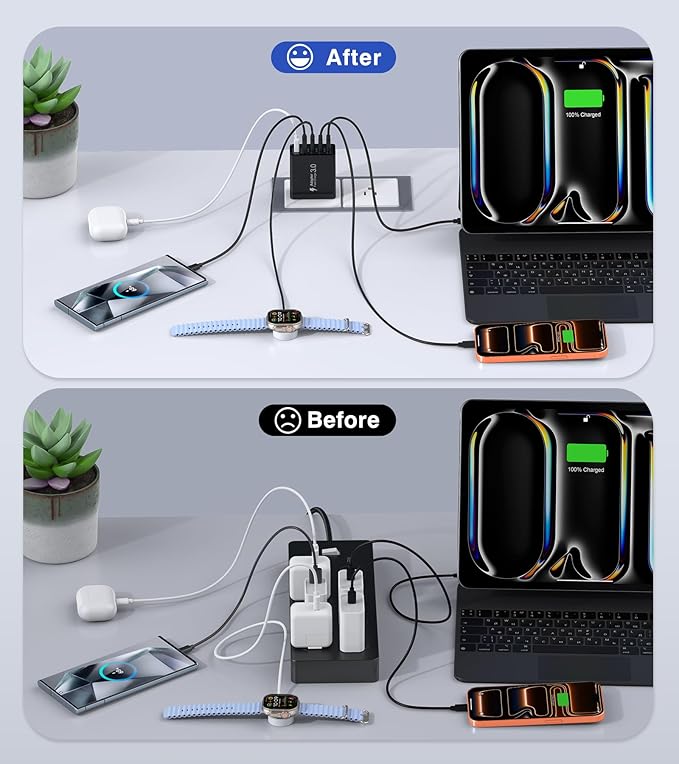 USB C Wall Charger, 60W Type C Charger Block 5-Port Fast Charging Blocks - Image 7