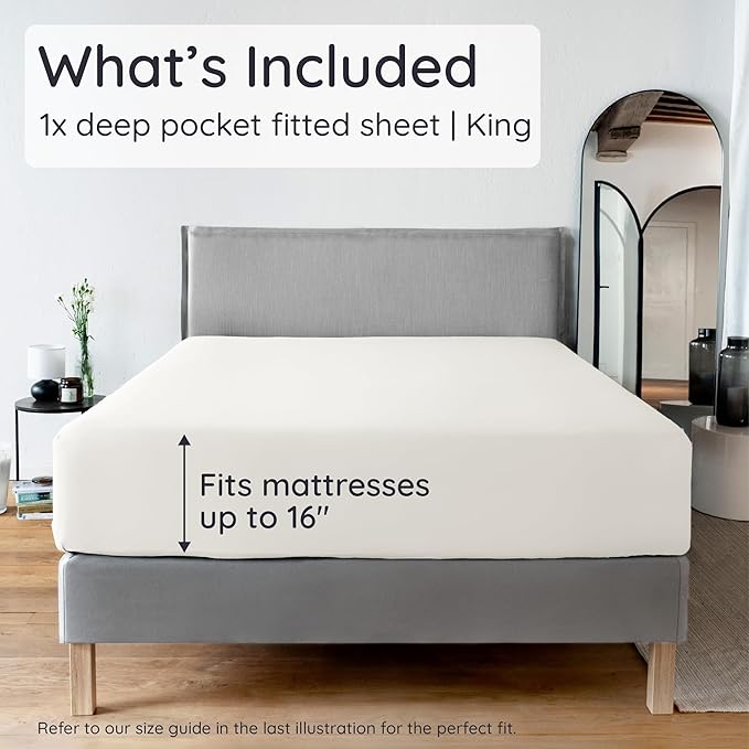 Bambaw 100% Viscose Derived from Bamboo King Fitted Sheet - Image 2