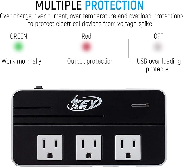 Key Power 230-Watt Step Down 220V to 110V Voltage Converter & International - Image 5