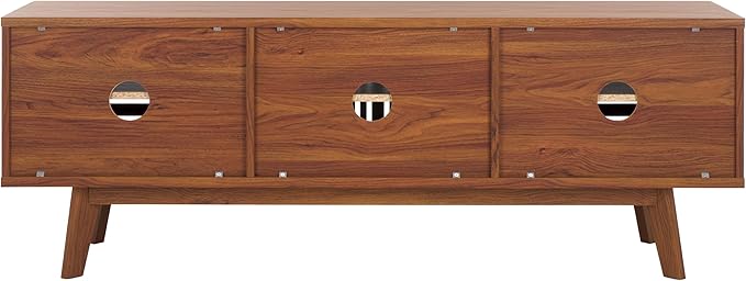 SAFAVIEH ESMA TV Stand for up to 65" Flatscreen – Walnut Brown, Sliding Doors - Image 4