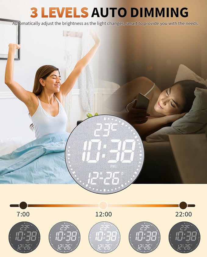 GLOKUUCA 12" Large Digital Wall Mount Clock, Count Down Timer, Big LED - Image 5