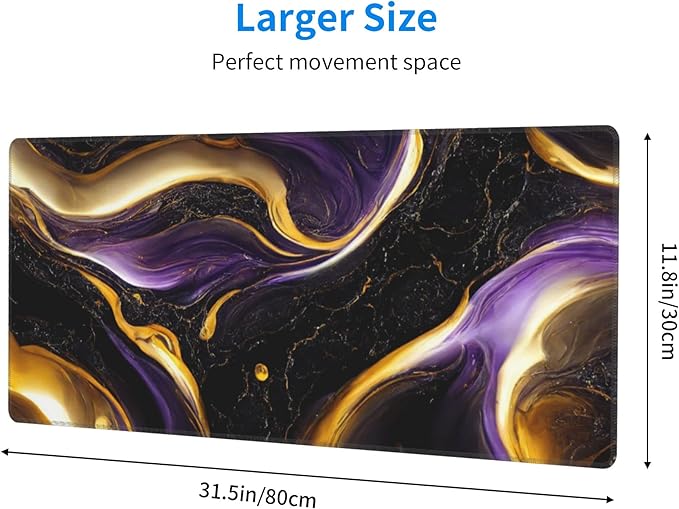Black Marble Extended Big Mouse Pad Large, XL Gaming Mouse Pad Desk Pad - Image 3