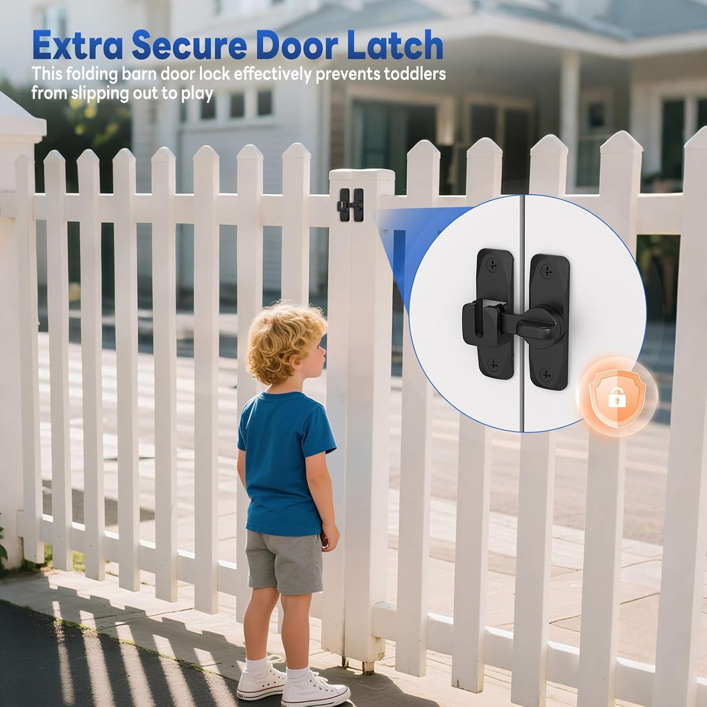 90/180 Degree Sliding Barn Door Locks and Latches, Black, 1 PC | Sturdy Aluminum Alloy, Proof Door Lock for Inside Barn Door, Screen Door, Bathroom, Closet, Cabinet, Screws & Spacer Included