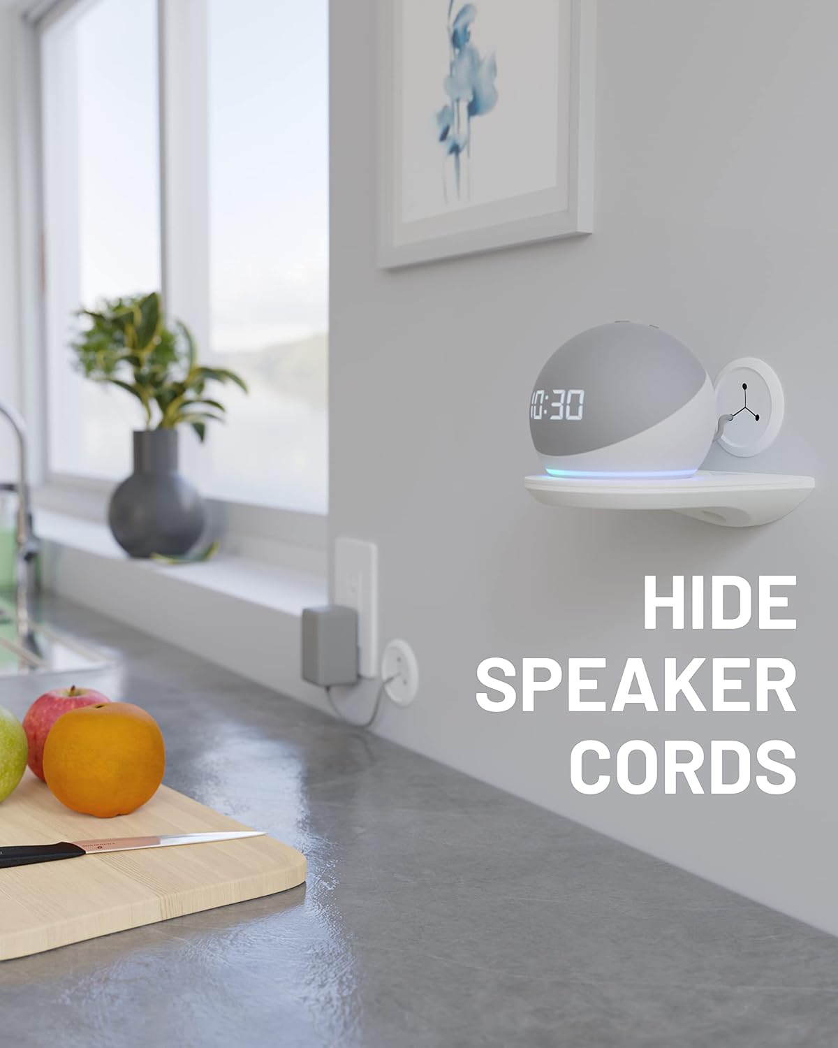 ECHOGEAR Wall Cable Hiders for Cable Management - 2.25" Mini Cord Hider Conceals 3 Low Voltage Cables Behind Wall - Perfect for Speakers, Mounted TVs, Desks & More - White 4-Pack