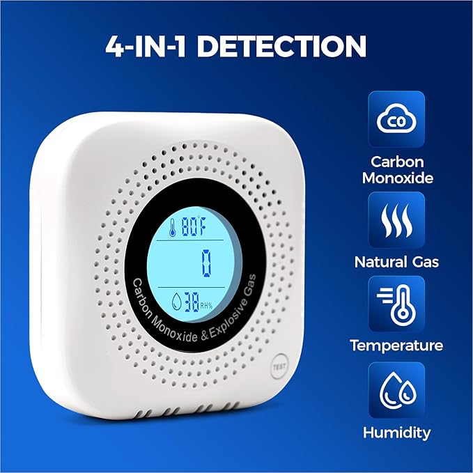 Daffypop Plug-in Carbon Monoxide & Natural Gas Leak Detector, 4-in-1 CO - Image 3