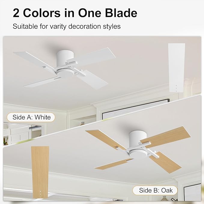WINGBO 48 Inch Flush Mount Ceiling Fan without Light - Image 6