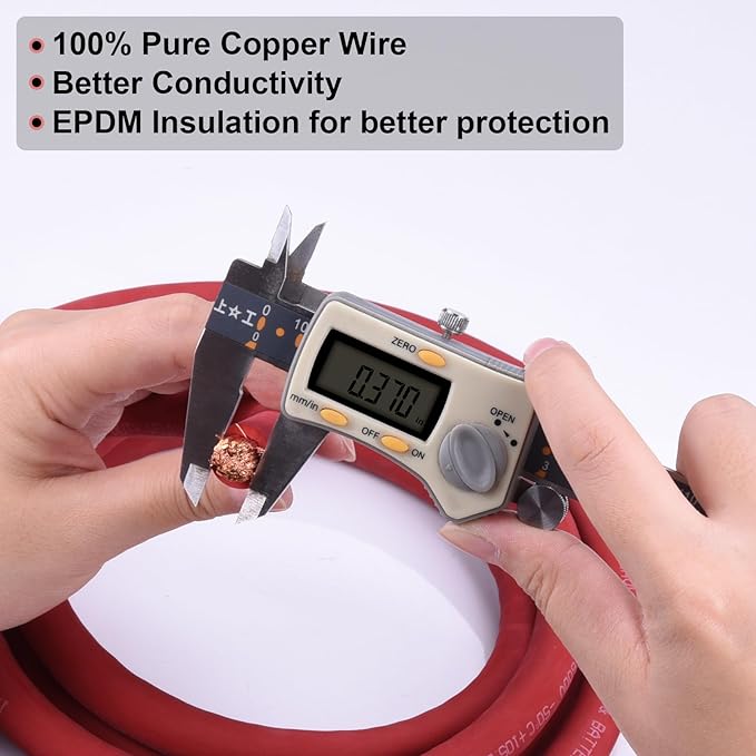 Shirbly 1/0 Gauge Battery Cable, 20FT Red + 20FT Black 1/0 AWG Pure Copper Wire - Image 3