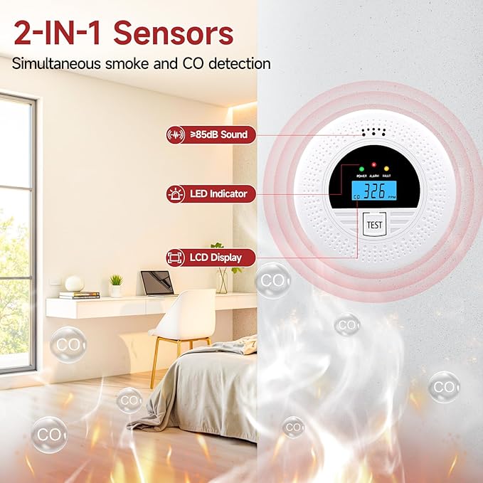 3-Pack Interconnected Smoke Detectors and Carbon Monoxide Alarm - Image 3