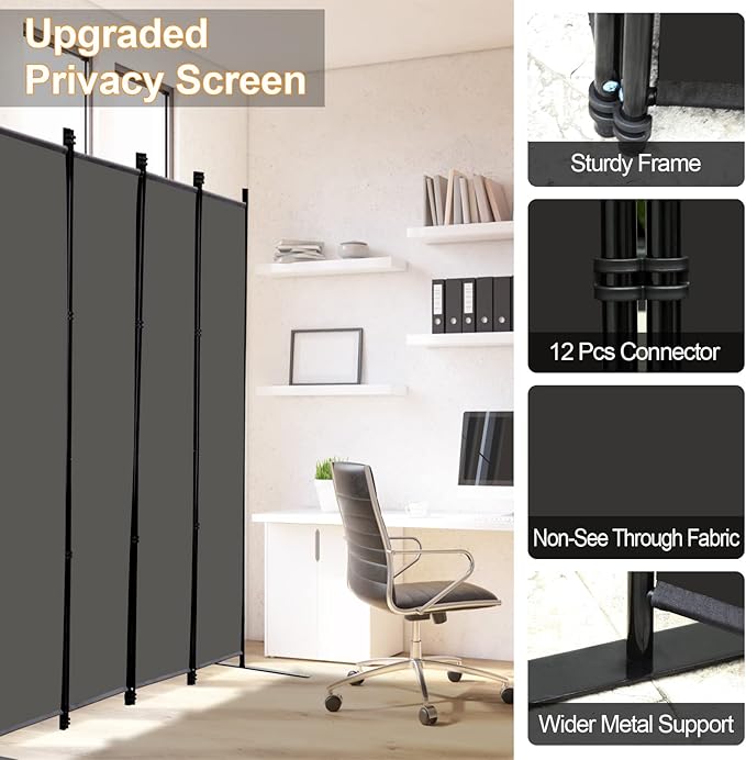 MAYOLIAH 6 Panel Folding Privacy Screen 9ft Wide, 6ft Tall Partition Room - Image 4