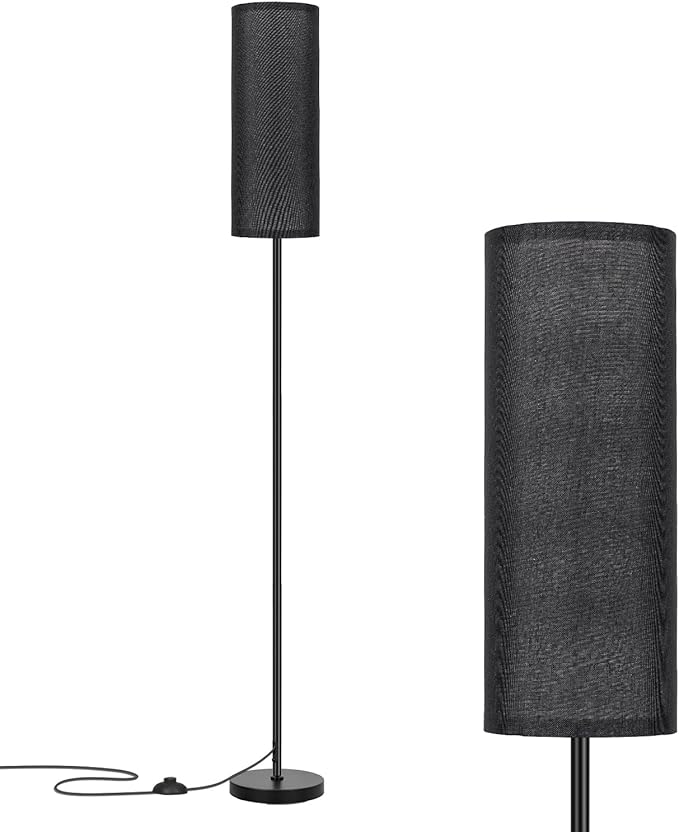 FRIDEKO HOME Floor Lamp with Black Shade, Simple Design with Foot Pedal Switch by FRIDEKOHOME