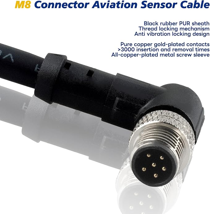 M8 Aviation Sensor Cable 6 Pin，Lonlonty M8 Industrial Sensor Connector Shielded - Image 5