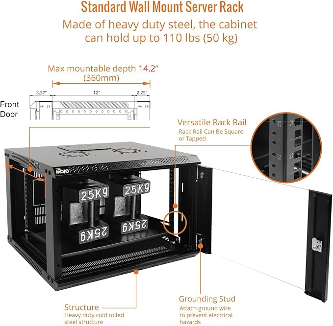 Tecmojo 6U Wall Mount Server Cabinet IT Network Rack Enclosure Lockable Door - Image 4