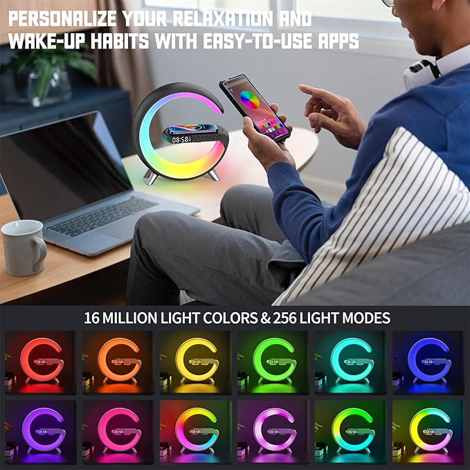 Smart LED Night Light, Wireless Charger, Phone Wireless Charging Dock, Table - Image 8