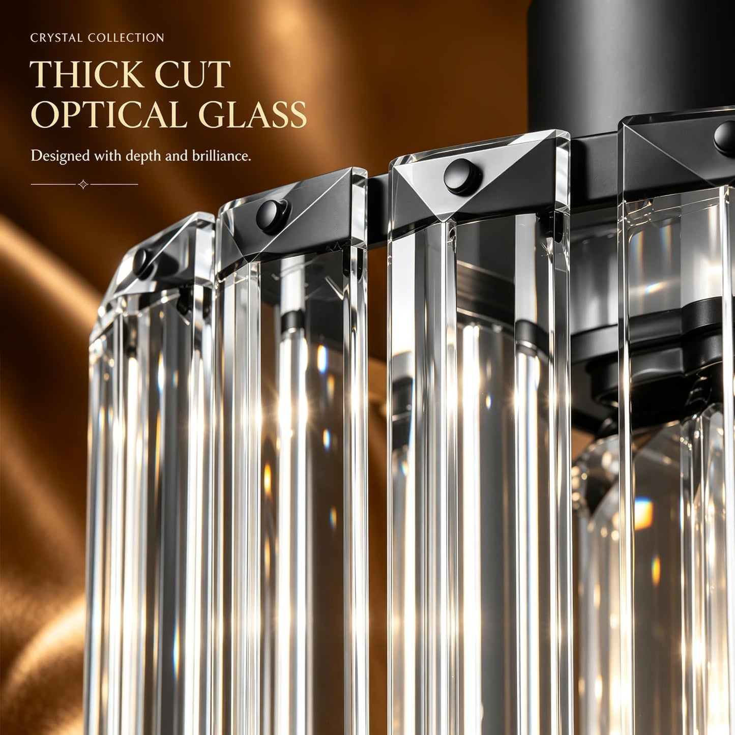 32" Crystal Island Light for Kitchen, 4-Light Black Linear Pendant Light | Linear Chandelier over Kitchen Island, Modern Ceiling Hanging Chandelier for Dining Room. Adjustable Height, E26