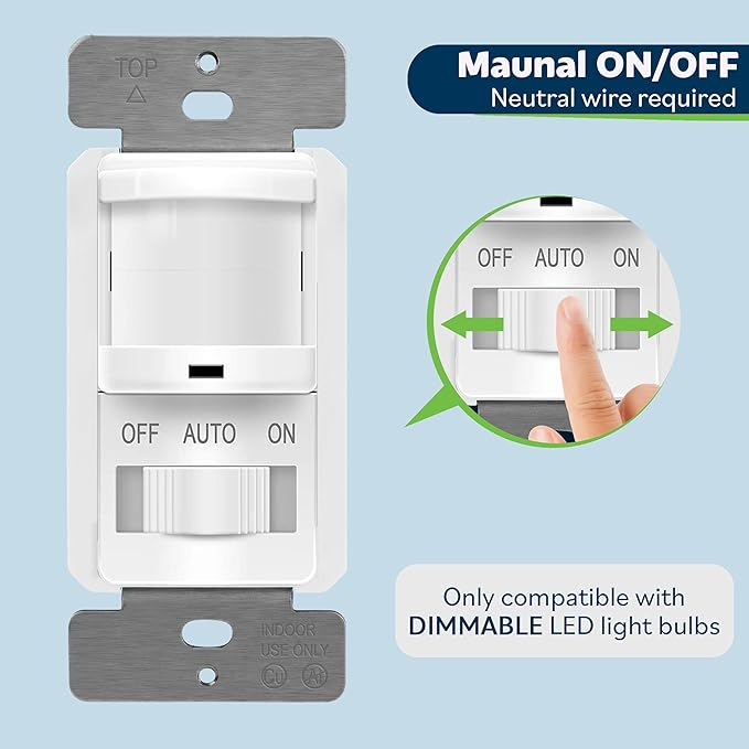 TOPGREENER in-Wall PIR Motion Sensor Light Switch, Motion Sensor Switch - Image 3