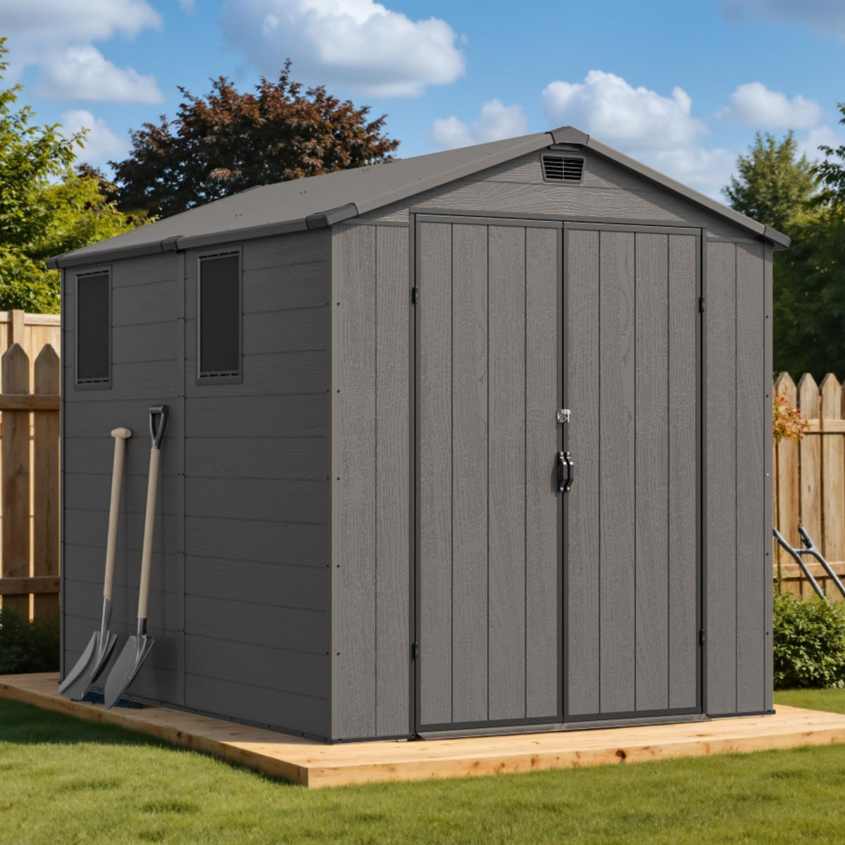 devoko 6x8 ft resin outdoor storage shed with, main product view
