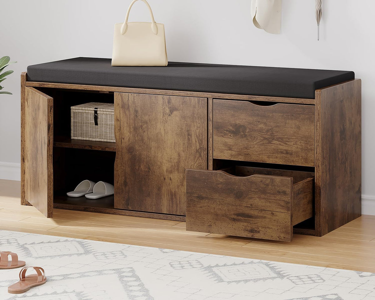 lvb entryway shoe bench, rustic storage bench with, main product view