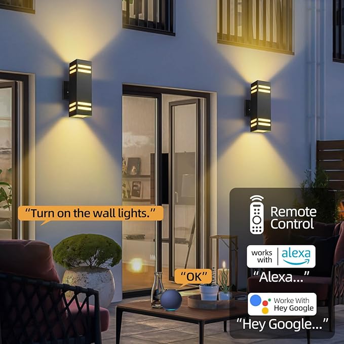 Zinola Outdoor Smart Wall Lights 2 Pack, Aluminum Exterior Lighting Fixtures - Image 5