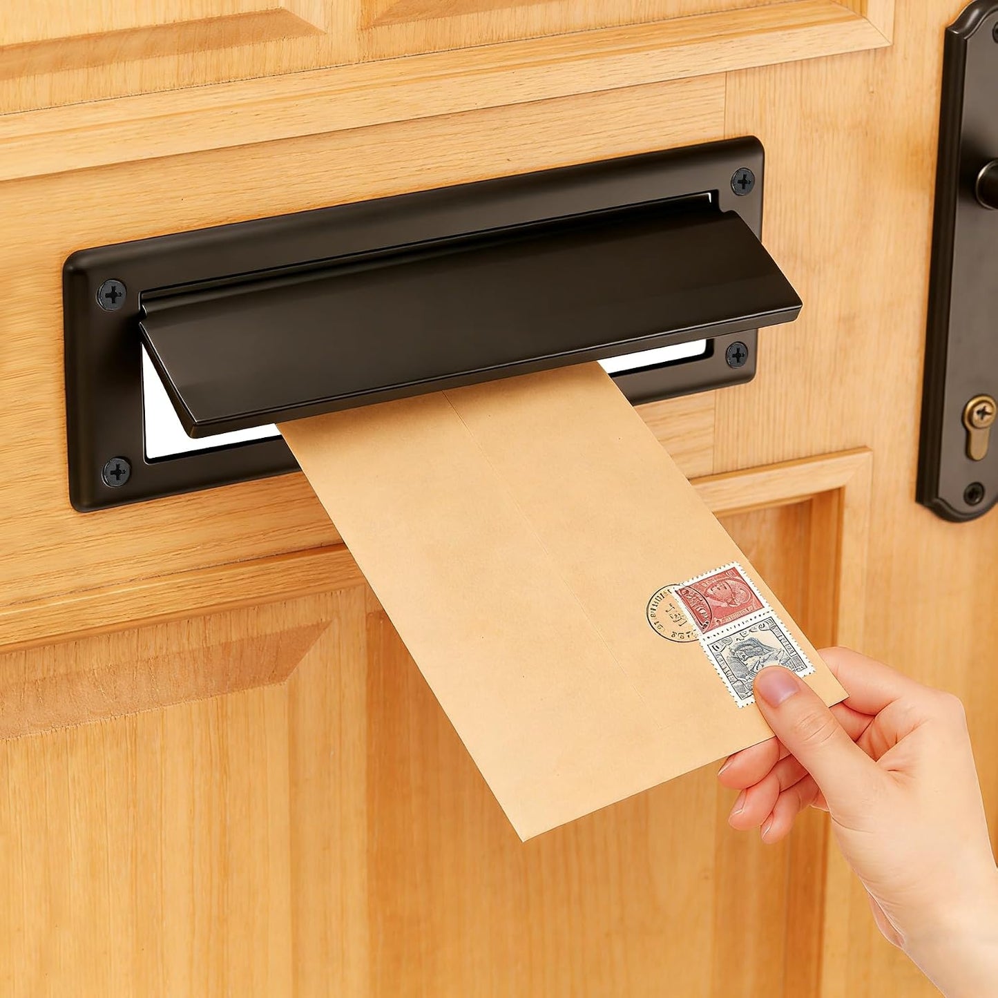 1 Pack Mail Slot, 13 inch, Well Made Stainless Steel Door Mail Slots for Front Door, Matte Black