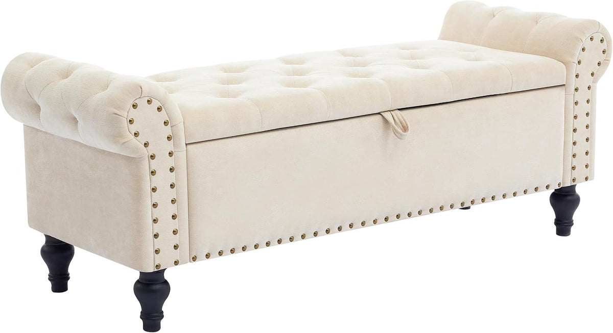 51" storage bench for bedroom, upholstered ottoman bench, main product view