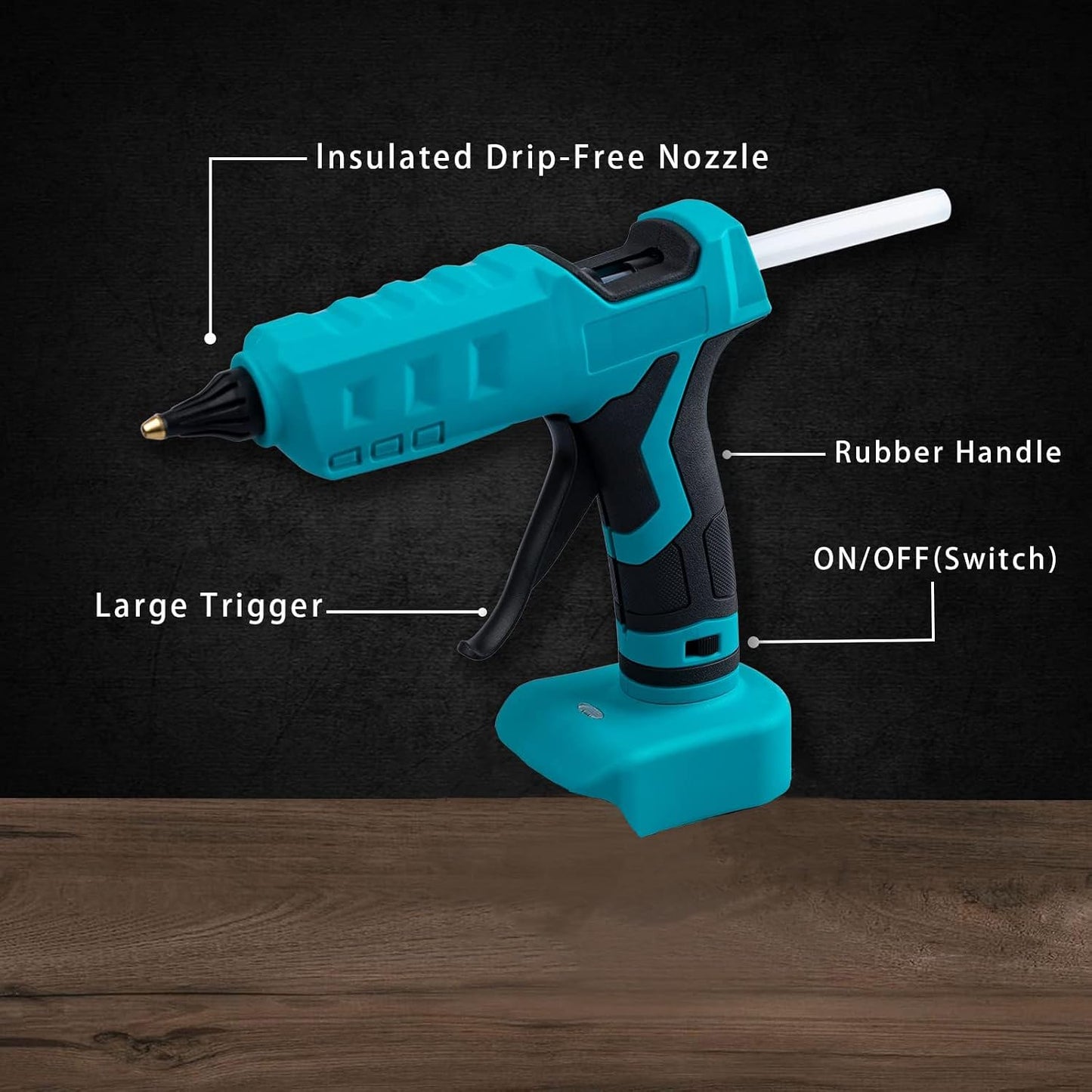 100W Cordless Hot Glue Gun Compatible with Makita 18V Battery | Tool Only, High Temp Electric Power Glue Gun, 20PCS Full Size Glue Sticks for Arts Crafts DIY Christmas Decor Repair PDR