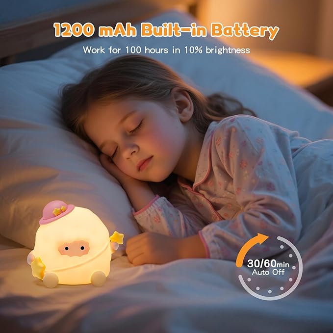 Baby Night Light, Touch Control Rechargeable Nursery Lamp - Image 5