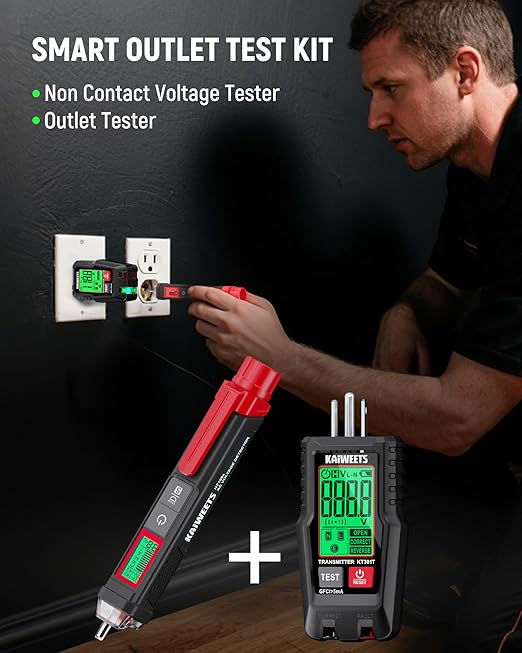 KAIWEETS Electrical Test Kit, Non-Contact Voltage Tester and GFCI Outlet Tester - Image 2
